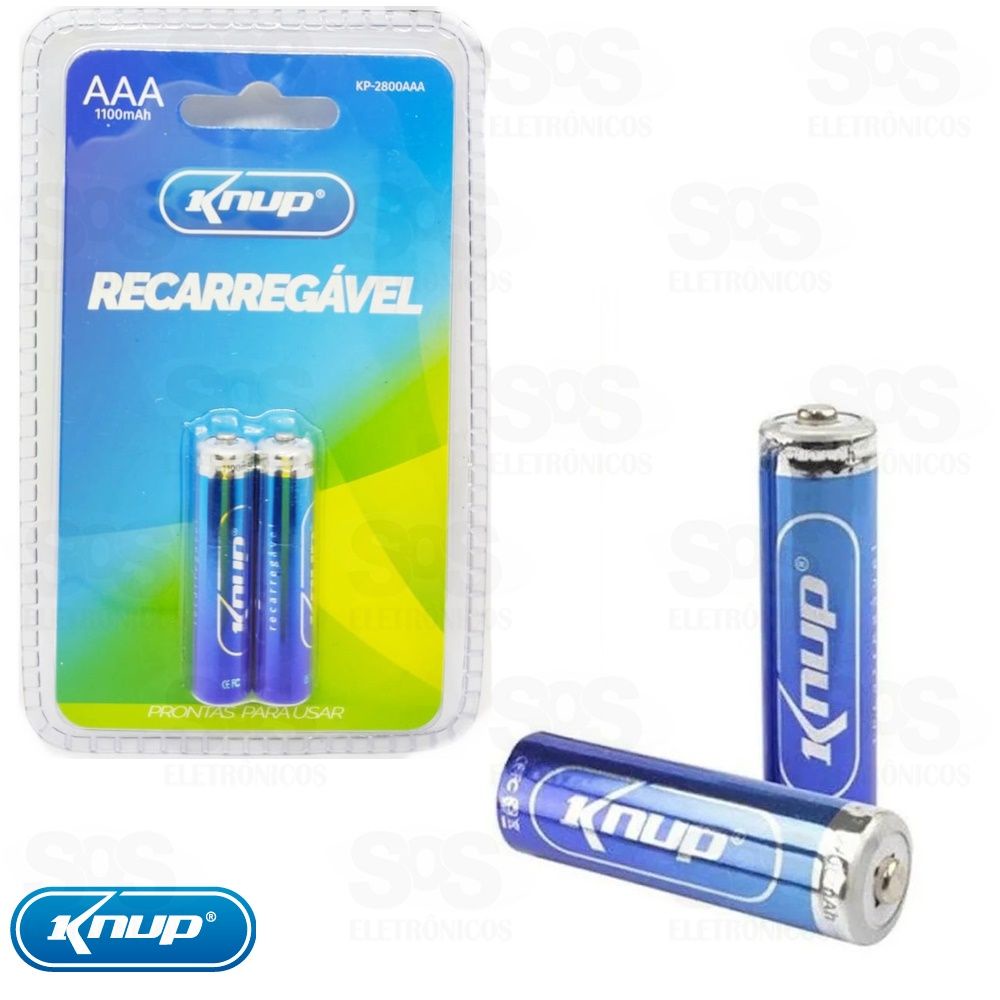 Pilhas Palito Recarregáveis AAA 1.2V de 1100mAh 4 Unid KNUP KP