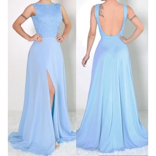 Vestido Longo Festa Busto Em Renda, Com Fenda 247