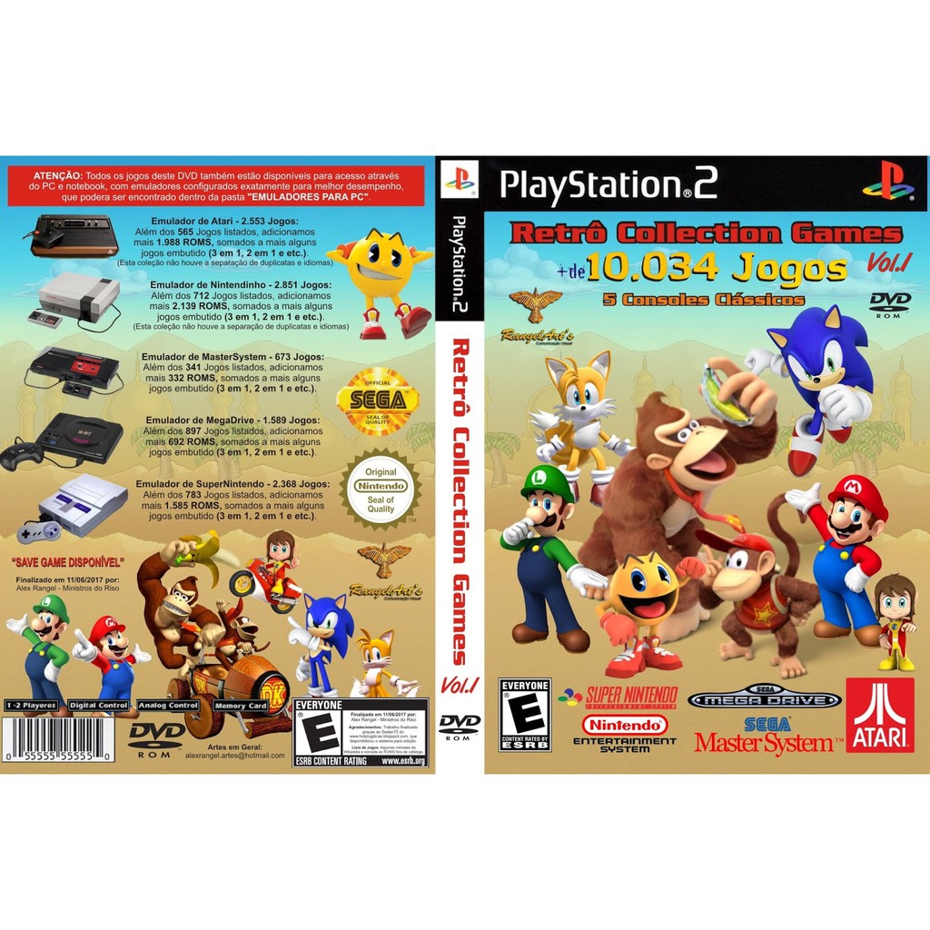 Novo Super Retrô Collection Games Vol.1 Ps2 Emulador 10034 Jogos Patch PS2  & PC