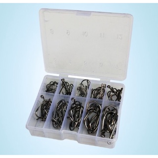 Kit Com 100 Anzóis Aço Carbono #3 Ao #12 + Caixa Pesca Anzol