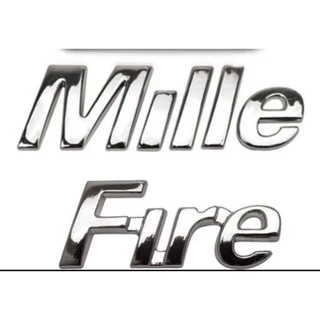 emblema letreiro porta-mala Uno escrita Mille Fire duas peças cromadas