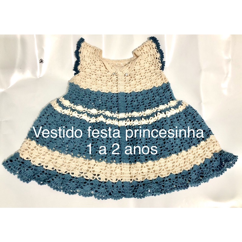 vestido crochê infantil algodão 1 a 2 anos