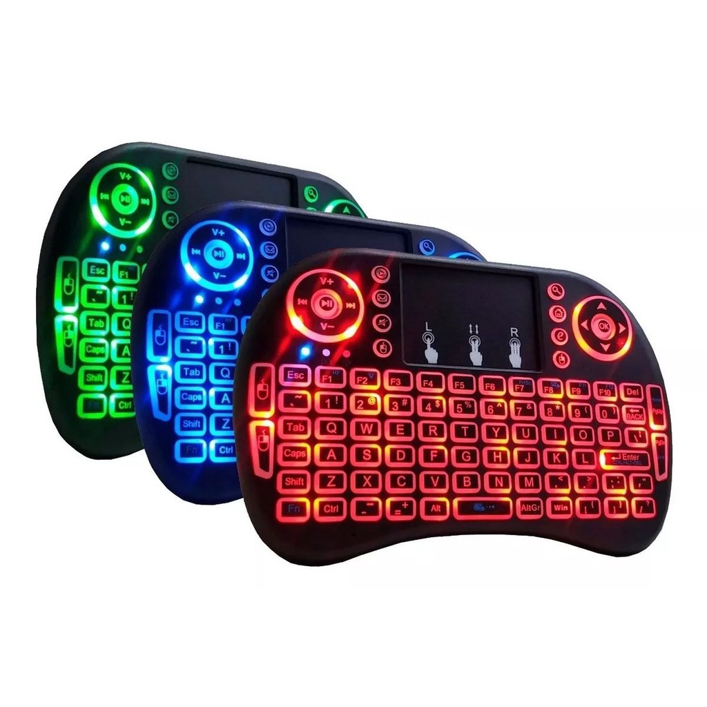 Controle De Tv com Teclado Touch Pad Netflix YouTube Sem Fio Wireless com Luz RGB