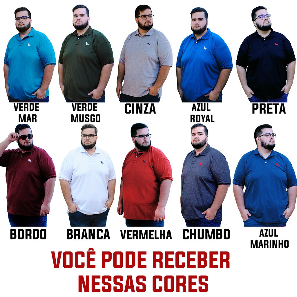 Kit 5 Camiseta Polo Masculina Plus Size Melhor Custo . br