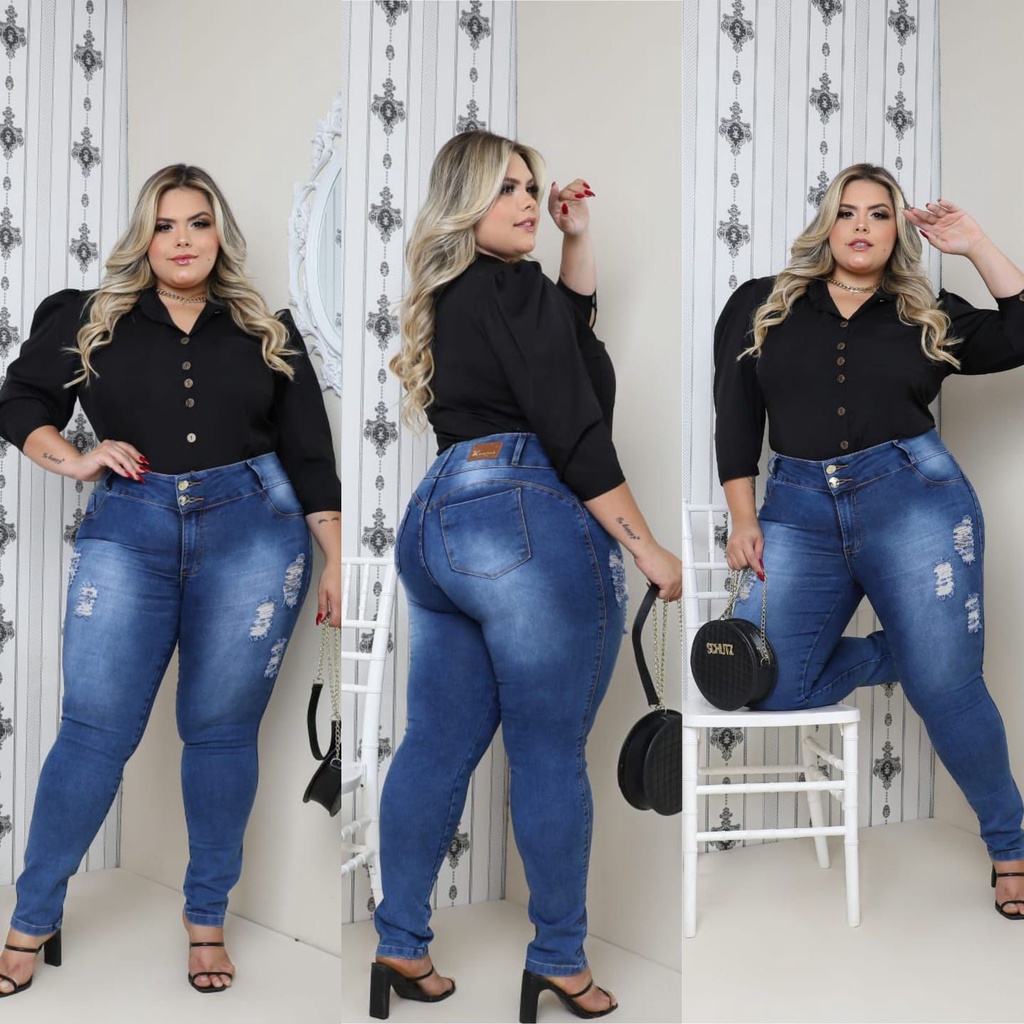 Max Premium Jeans  Calça Jeans Plus Size Feminina Tradicional Com