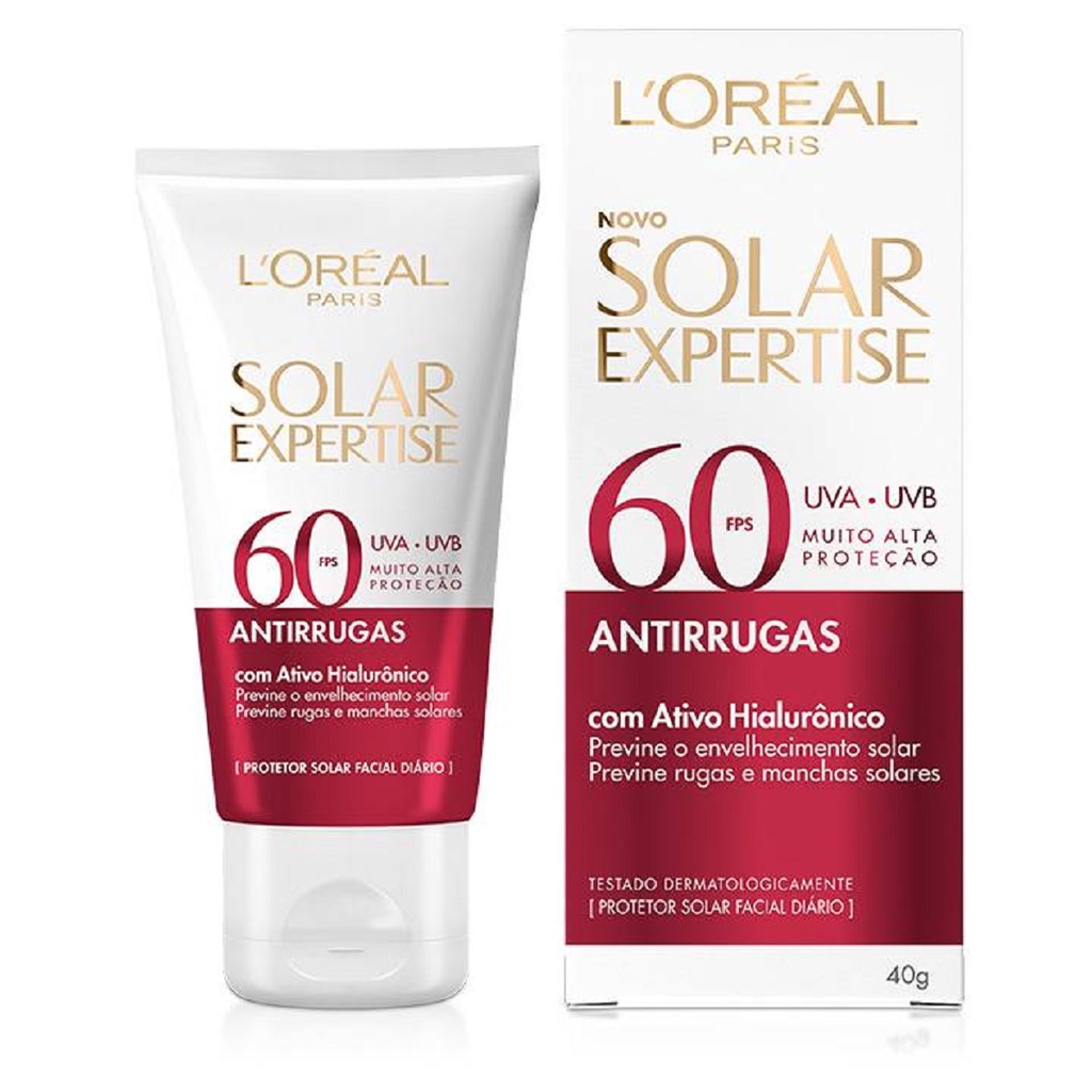 Protetor solar Loreal Expertise antirrugas 60FPS ácido hialurônico ...
