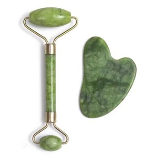 Rolo de jade e placa gua sha para massagem facial