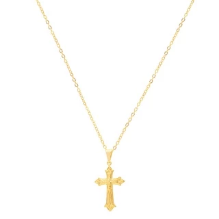 Colar Religioso Cruz e Jesus Folheado A Ouro 18k