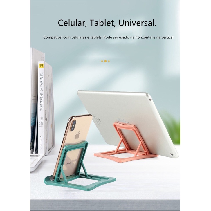 Suporte Ergonômico dobravel Portátil Celular/tablet - Ajustável Mesa.