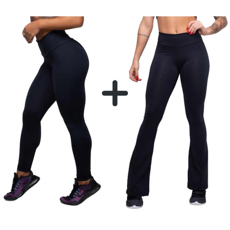 Kit 3 Leggings Fitness Feminina Cintura Alta Academia Caminhada