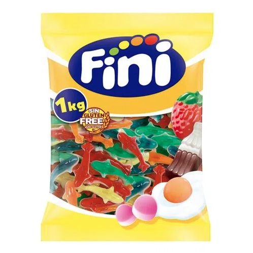 Fini Balas de Gelatina 1kg Tubarões Importada ESPANHA