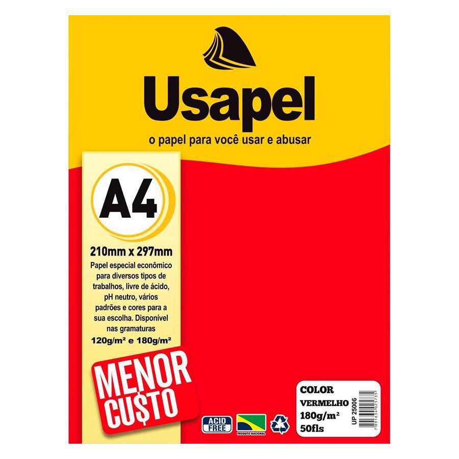 Papel Color Plus A4 180g Com 50 Folhas Usapel Shopee Brasil 2383