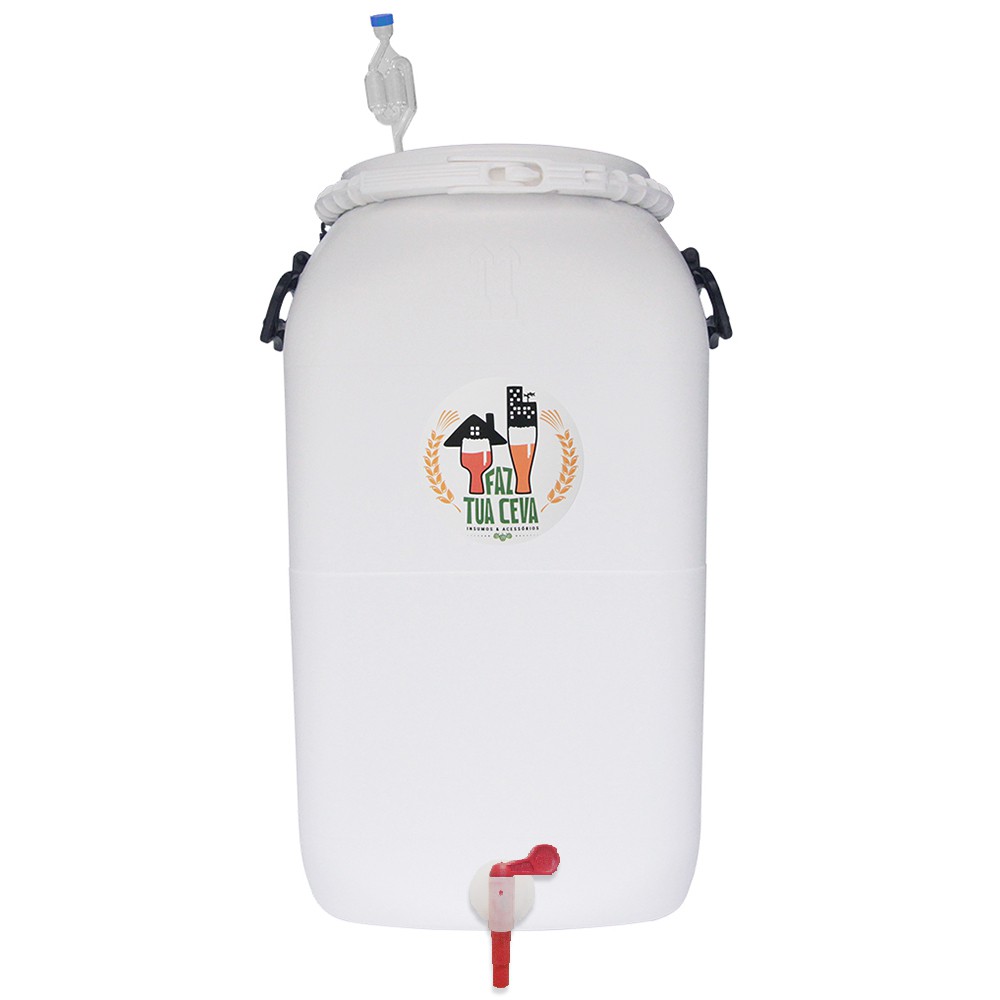 Bombona 50 litros Fermentadora Cerveja com Airlock S e Torneira Redutora de Sedimentos (28E)