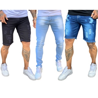 Kit 2 Bermudas e 1 Calça Jeans Masculina