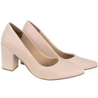 Scarpin Feminino Salto Grosso Baixo Conforto Vizzare 8cm Sandalia Social Salto Medio Pink Sapato Preto Off White Cor Scarpin Verde Sapato Social