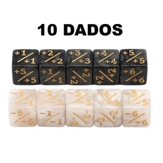 10 Dados Contador Marcador Rpg TCG Jogo Magic MTG -1/-1 +1/+1