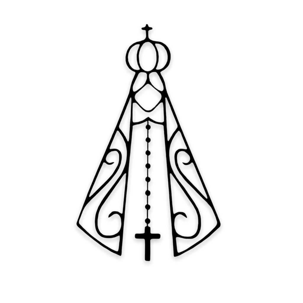 Adesivo Nossa Senhora Aparecida Preto Dupla Face 13x9cm