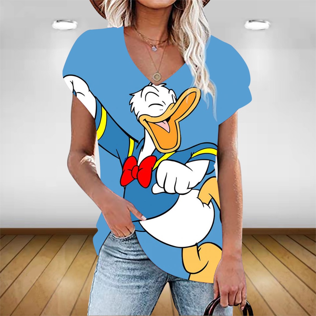 Plus Size S-5XL Harajuku Camiseta Feminina De Verão Disney Pato Donald 3DT  Estampa De Camisa Manga Curta Blusa