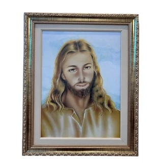 Quadro olhar de Cristo te acompanhar 30x40 luxo dourado ref1069
