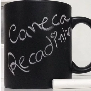 Caneca Decorativa Lousa Preta Fosco Recadinho Presente