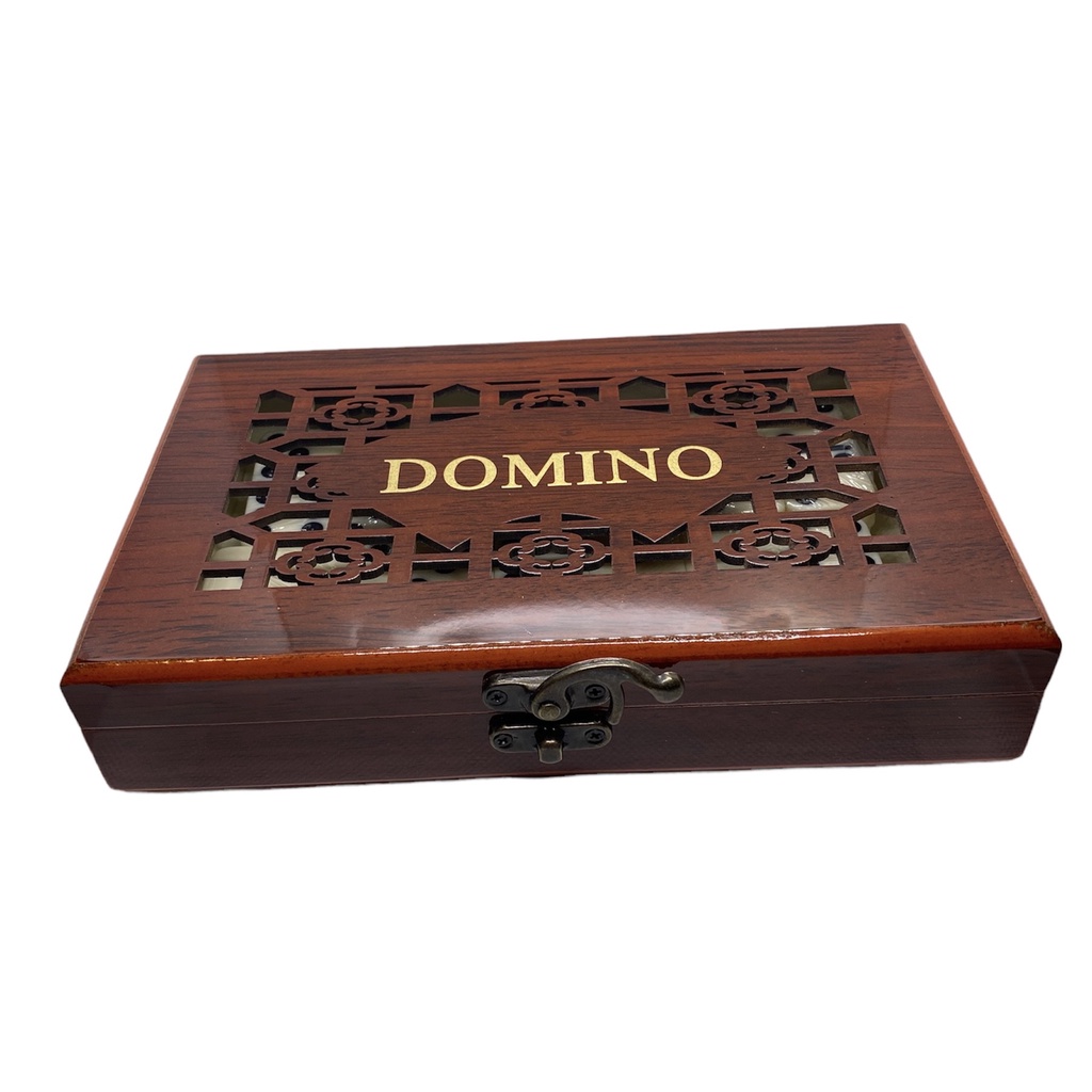 Jogo de domino profissional luxo - pedras de osso e caixa de madeira