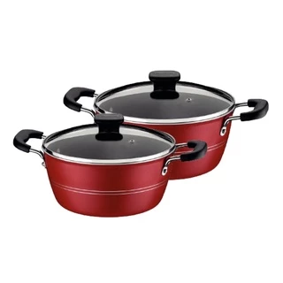 Jogo de Panelas Caçarolas Antiaderente Tramontina 20cm + 24cm Sicília Vermelha