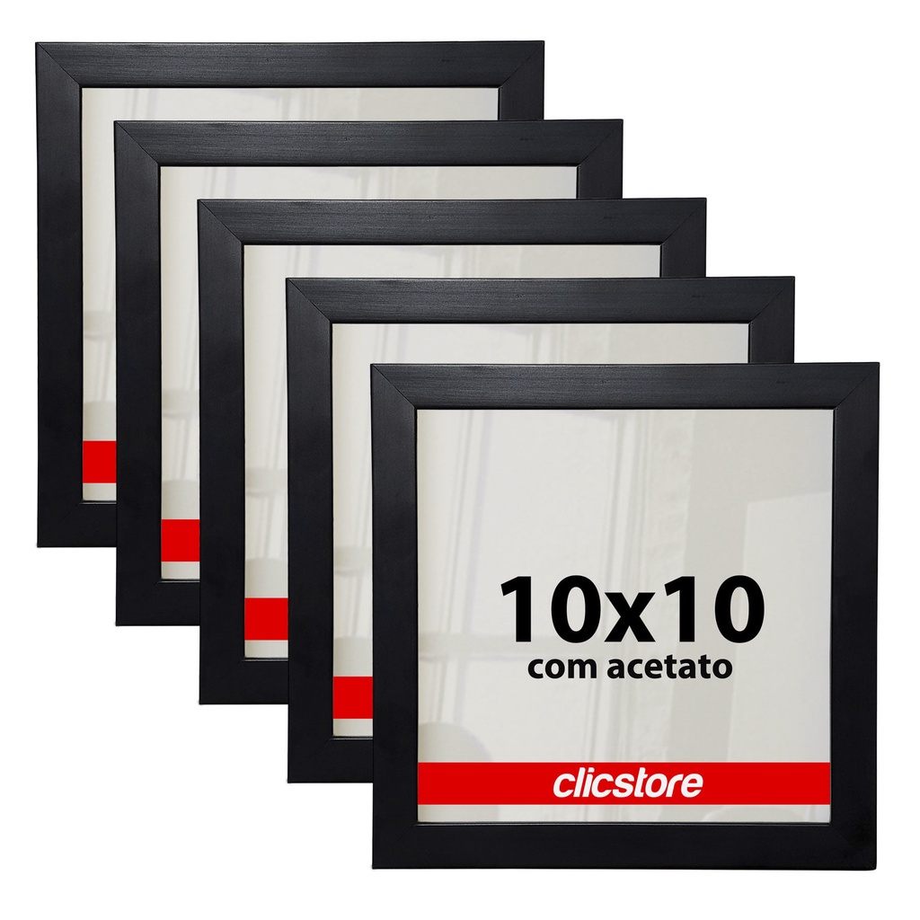 Kit 5 Molduras 10x10 Quadros Acetato Foto Madeira Retrato