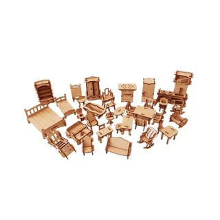 Kit Mini Móveis 36 Peças Para Casinha De Boneca Mdf