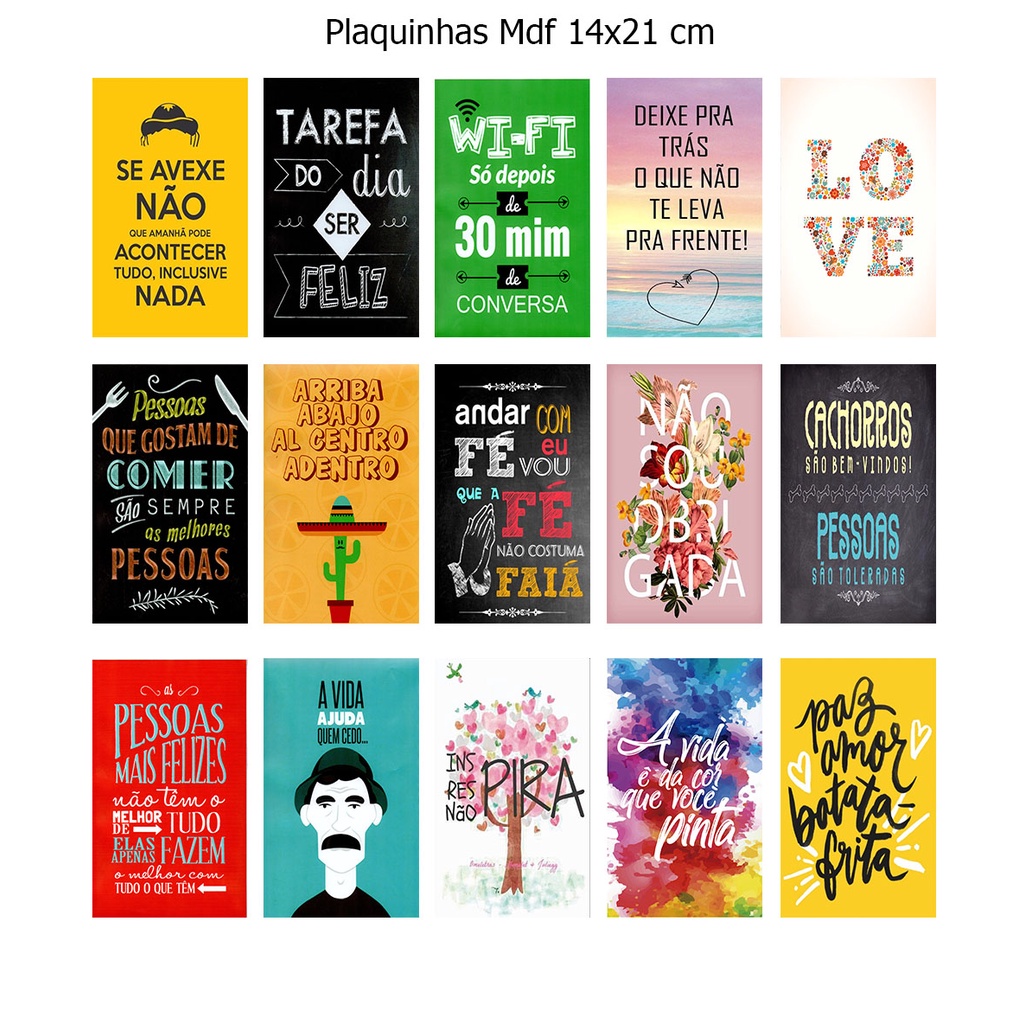 Plaquinhas Decorativas Placas Mdf 14x21cm Frases Motivacionais ...