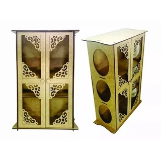Cristaleira De Mesa A Laser Em Mdf Cru