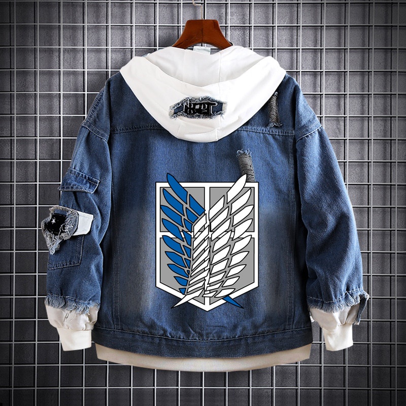 Jaqueta jeans de botão Attack on Titan Shingeki no Kyojin Legion Cosplay  Wings of Freedom Casacos com capuz, Perguntas frequentes, 3XL em Promoção é  no Buscapé