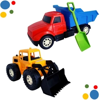 Trator E Caminhão Basculante Kit Praia Areia Brinquedo Presente Menino Menina