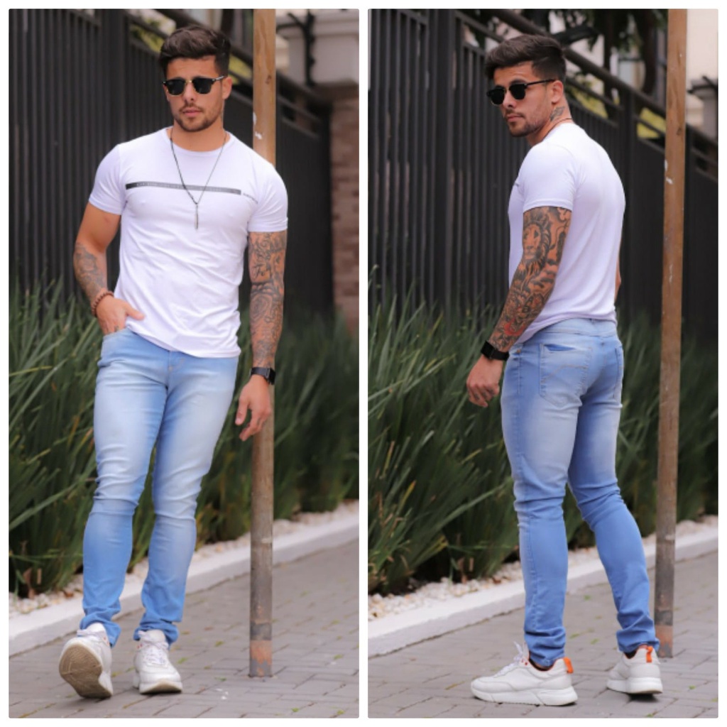 Calça Jeans Skinny Masculina Clara com Elastano - Escorrega o Preço