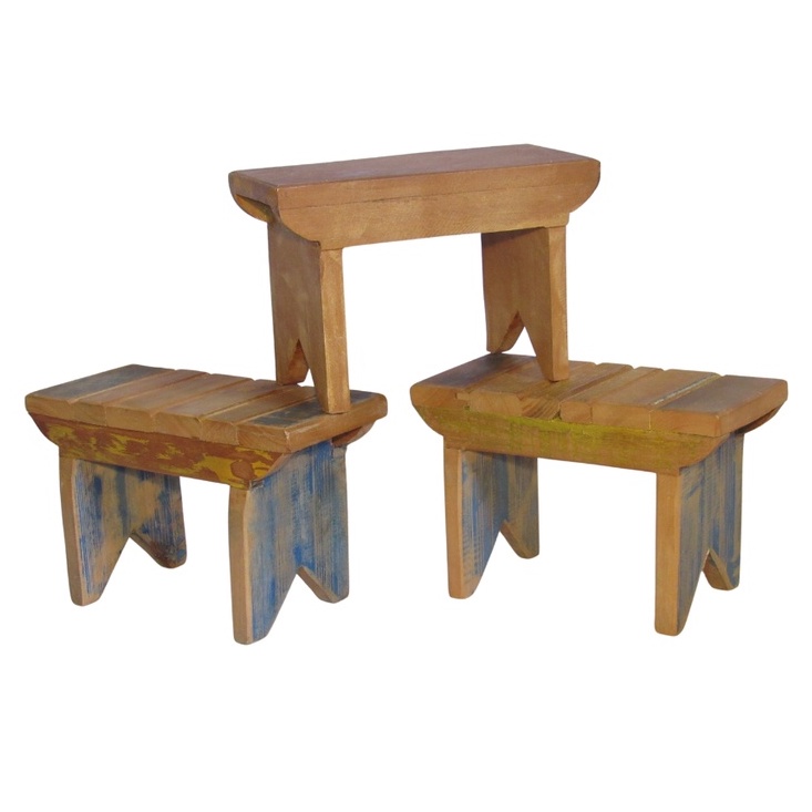 Banquinho Em Madeira Infantil Retangulo Simples Baixo Barato Assento Para Crianças