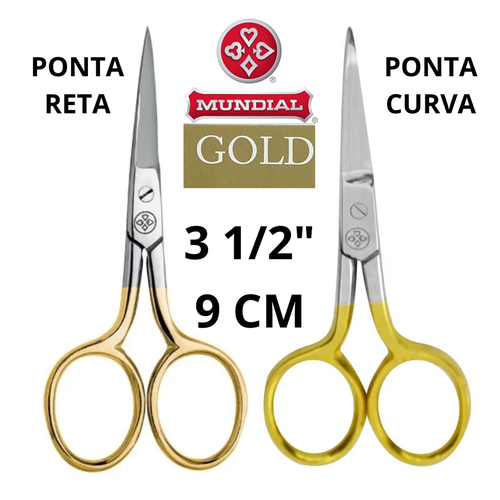 Kit 2 Tesourinhas Mundial Reta Curva 9cm Sobrancelhas Unhas Shopee Brasil