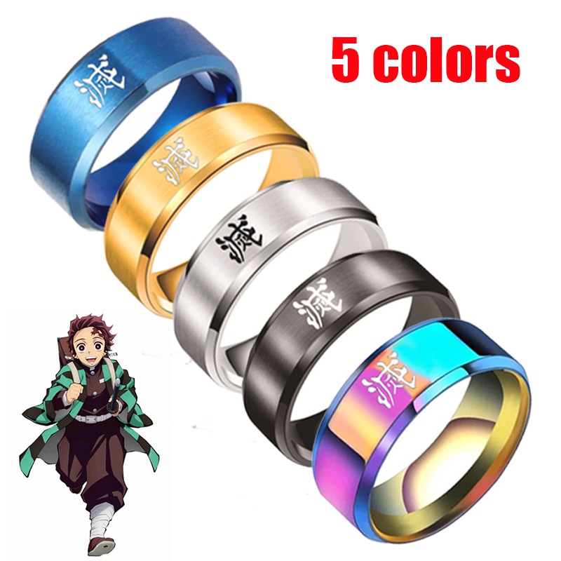 Anime Demon Slayer Anel Kimetsu No Yaiba Titanium De Aço Para Adultos Crianças Dia Das Bruxas Cosplay Acessório De Jóias