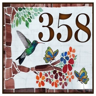 Numero azulejo beija flor borboletas casas e apartamentos Promoção só esse mês