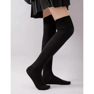 1 Par Meia 7/8 Cano Alto 75 CM Adulto N 35 a 42 Preta Feminina Masculino casual frio outono inverno