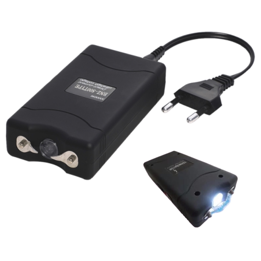 Taser Máquina Aparelho Choque Recarregável + Lanterna Defesa BNZ-800type