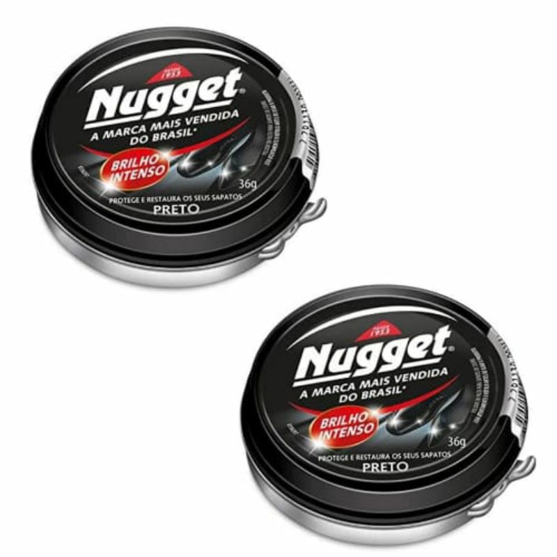 Kit 2x Cera para Sapato em pasta Nugget Preto 36g