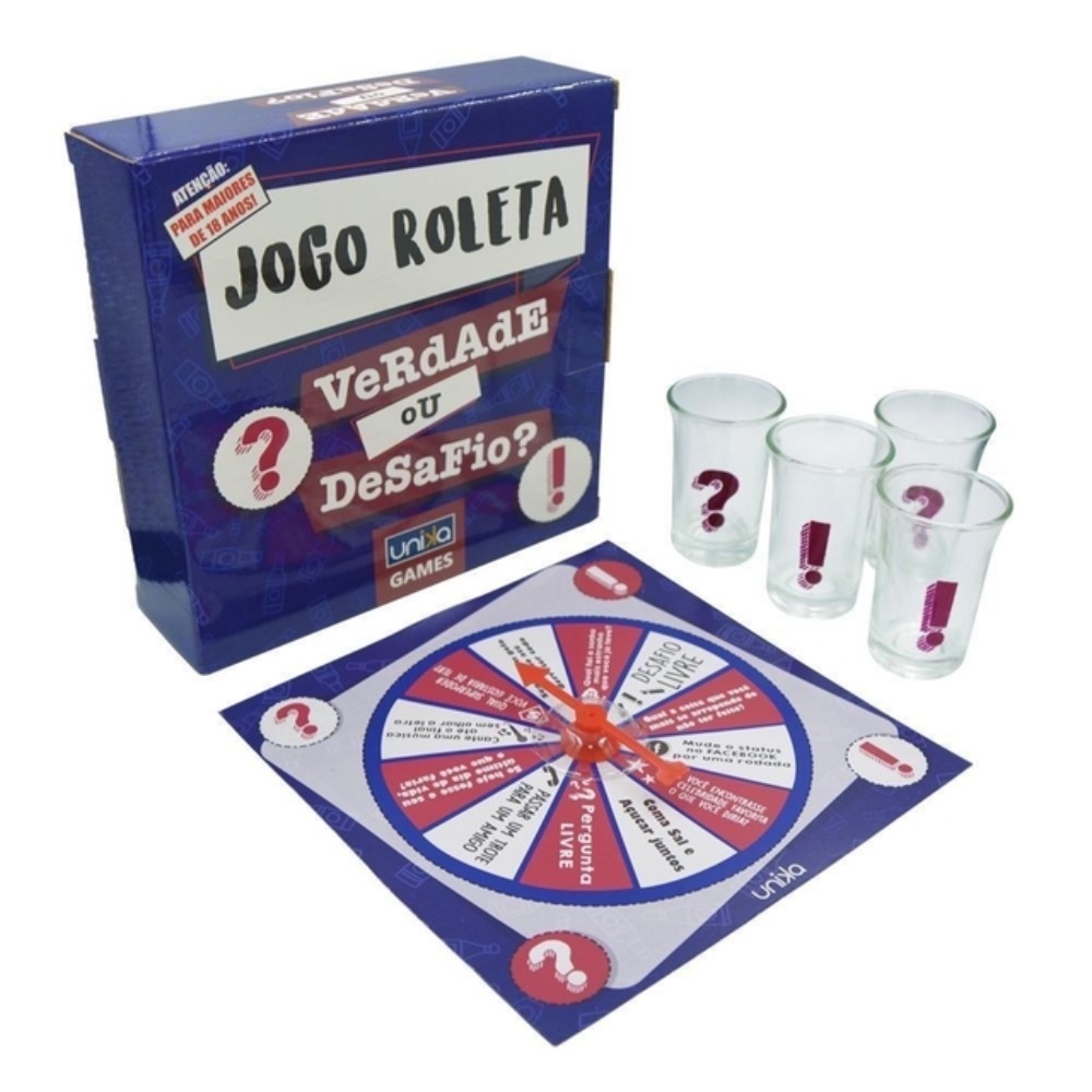 Jogo Roleta Verdade ou Desafio Unika com 4 Copos de Shot | Shopee Brasil