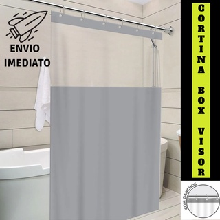 Cortina de Banheiro Box Vinil Com Visor C/ Ganchos 1,35 x 2,00m