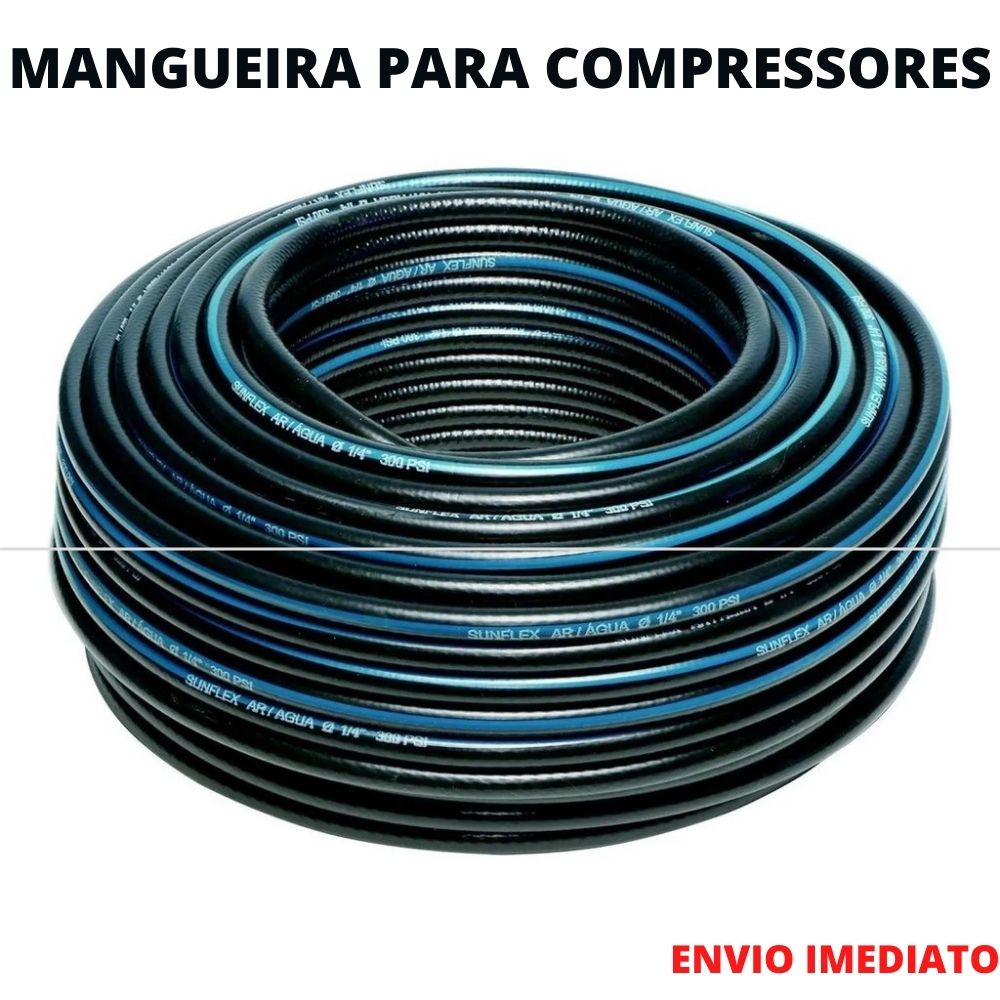 20 Metros Mangueira De Borracha Para Compressor 1/4 - 300 PSI 20BAR ...