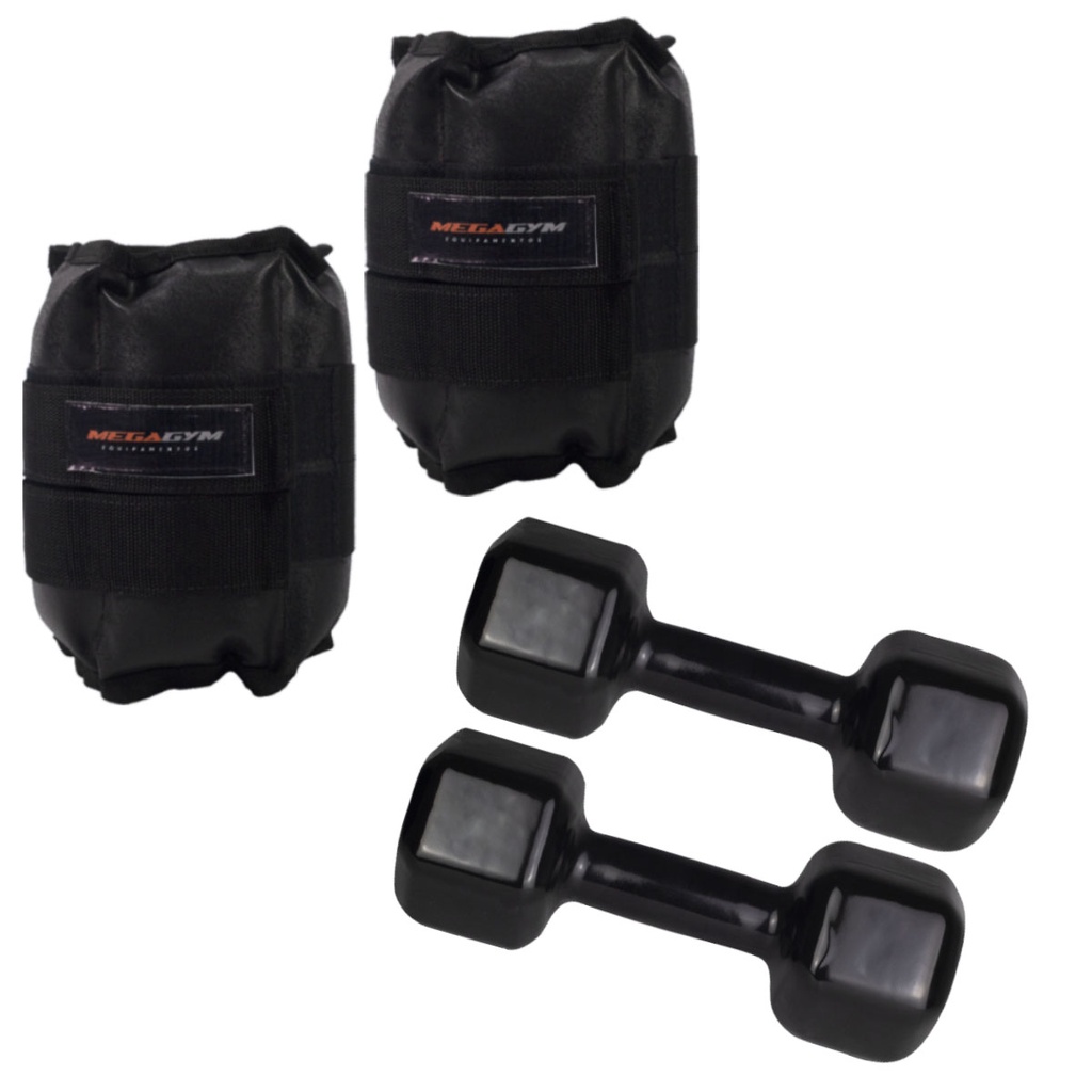 Kit Par De Halter Sextavado Emborrachado Preto De Kg Par De