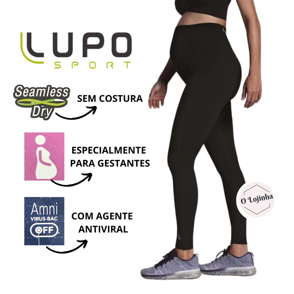 Calça Legging Gestante - Legging LSport Mom - Maternidade - Com Elastano -  Seamless Dry - Preta