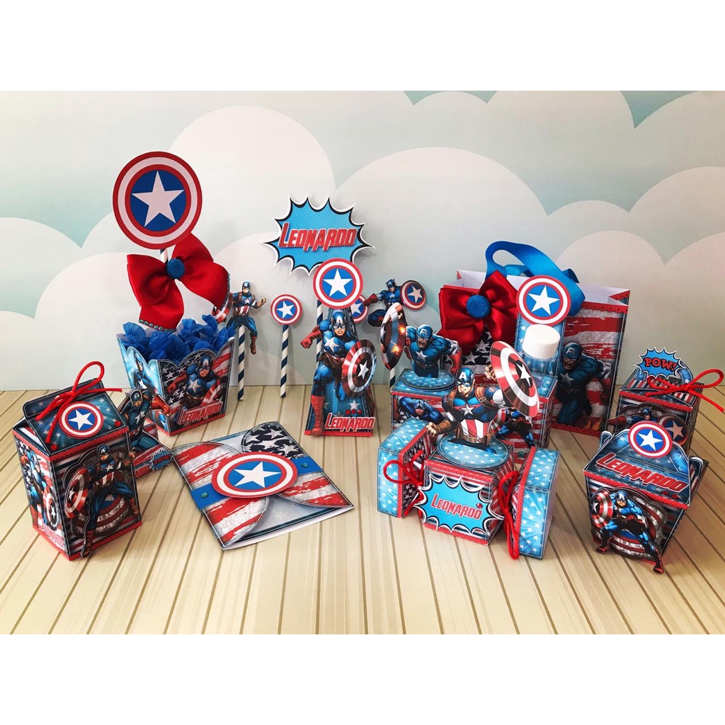 Kit festa lembrancinhas capitão america personalizados