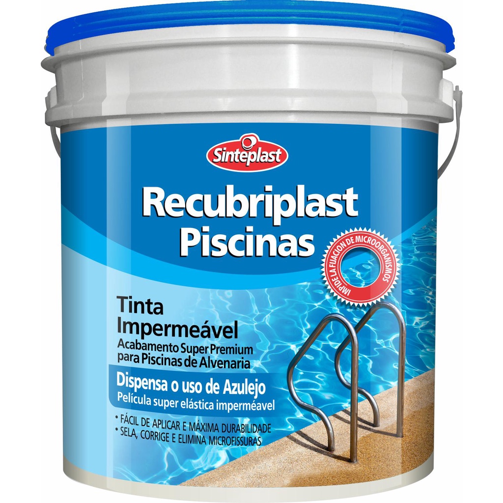 Tinta De Piscina Emborrachada Recubriplast 3,6l Impermeável Pronta ...