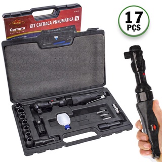 Kit 17 Peças Chave Catraca Pneumática Reversível 1/2" Corneta