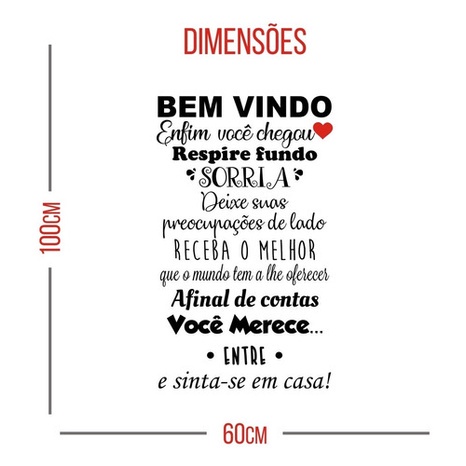 Adesivo De Parede Decorativo Frases Bem Vindo X Cm Shopee Brasil