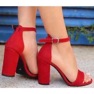 Sandália feminina salto bloco feminina 10 cm camurça bico redondo salto alto bloco elegante
